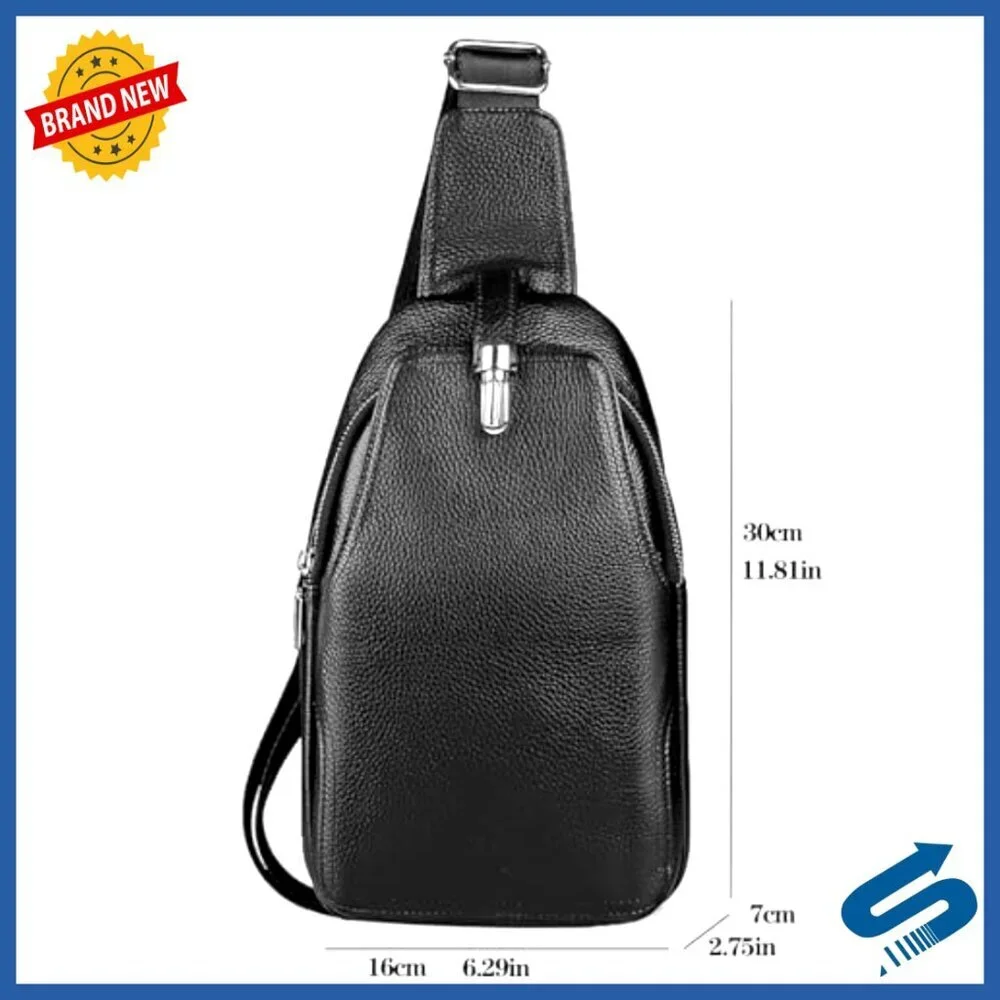 Vintage Leather Sling Backpack Daypack Crossbody Shoulder Chest Bag